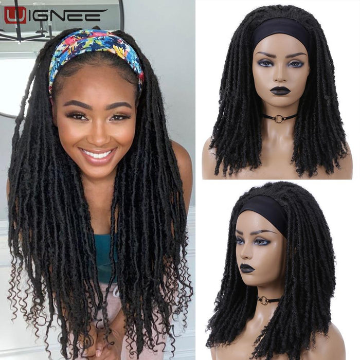 Wignee Long Dreadlock Wig Synthetic Hair Headband Crochet Braid Wig Heat Resistant Black Color Wigs For Black Women/Men In Daily