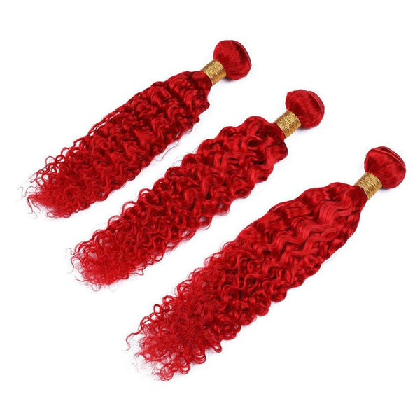 Bandes de tissage bouclées en cheveux naturels rouge