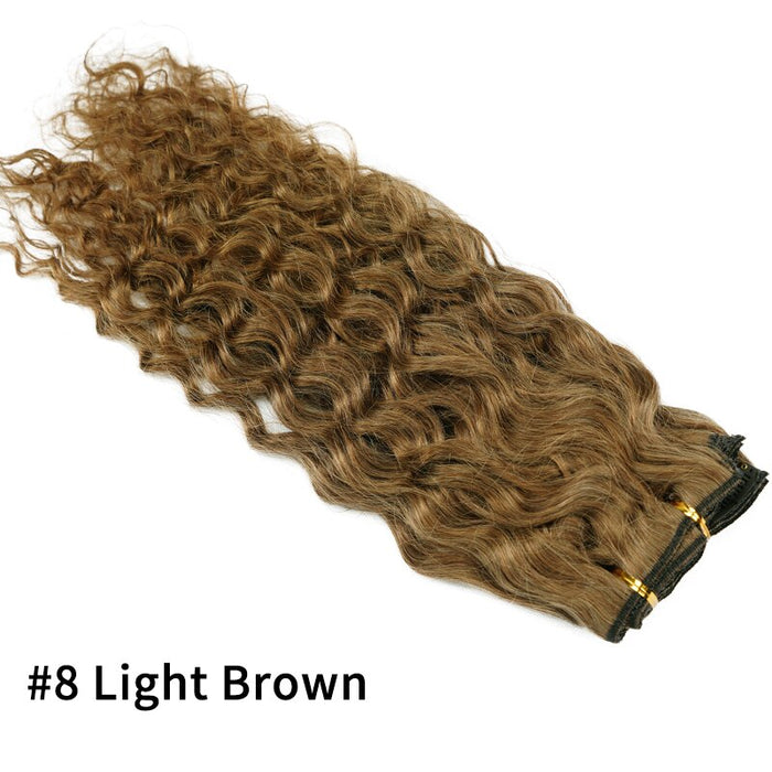 Extensions à clips 10PCS 160G en cheveux naturels bouclés et bruns