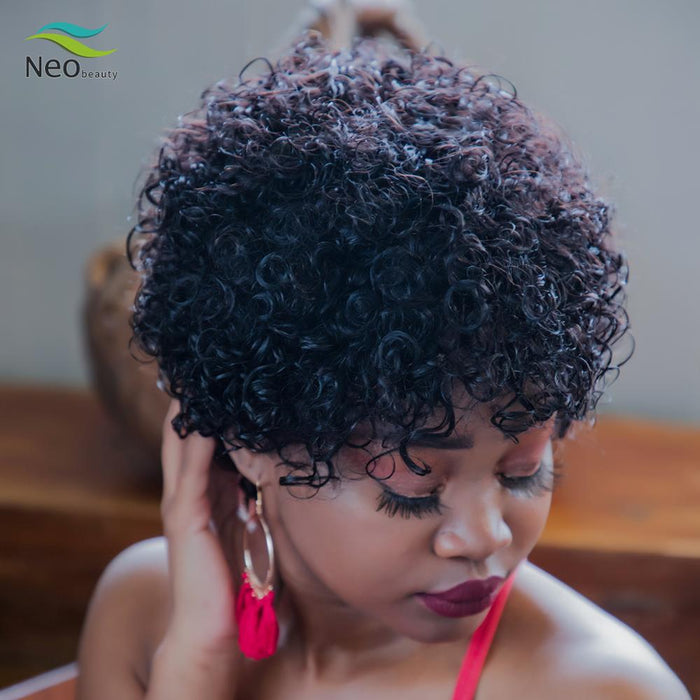 Perruque courte en cheveux naturels style afro kinky hair
