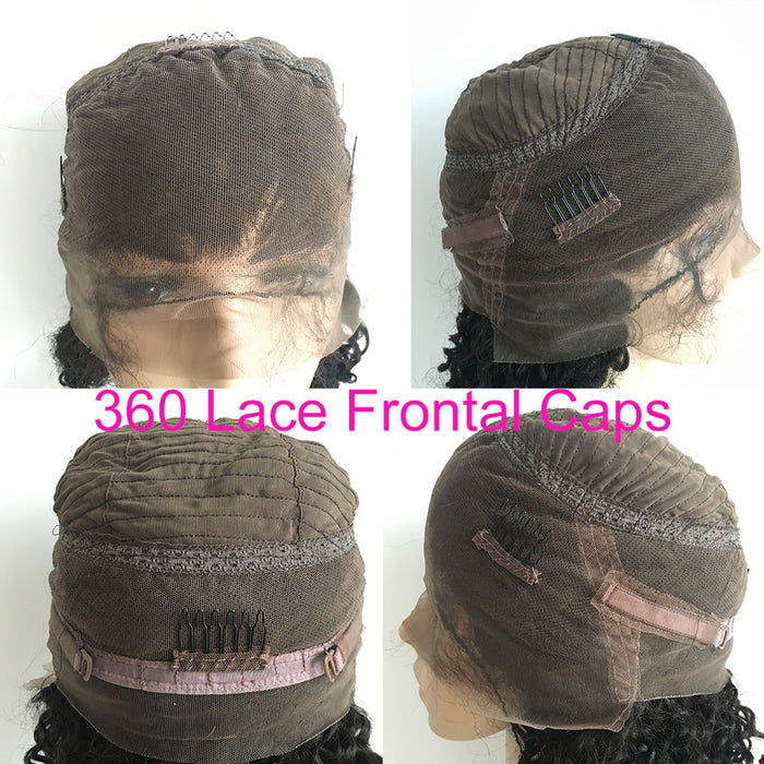 Perruque Full Lace Frontale 360 HD en cheveux naturels frisés, couleur blond miel ombré et roux brun