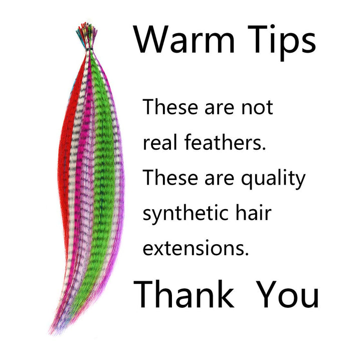 Extensions cheveux synthétiques effet plumes avec fixation par anneaux