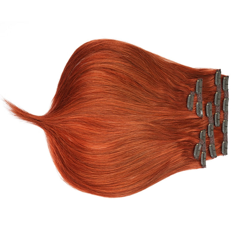 Extensions à clips 7PCS 120G en cheveux naturels roux