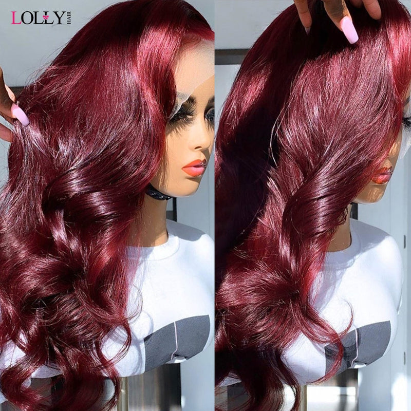 PERRUQUE BOUCLEE AVEC LACE FRONTALE ET BABY HAIR DEEP RED