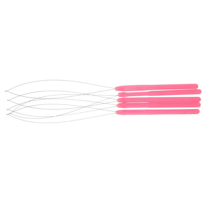 5pcs/set Hair Extensions Loop Needle Threader Wire Pulling Hook Tool for Silicone Microlink Beads and Feathers