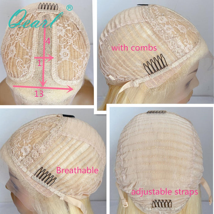 Perruque blond polaire de type bob avec lace frontale en cheveux lisse 100% naturels