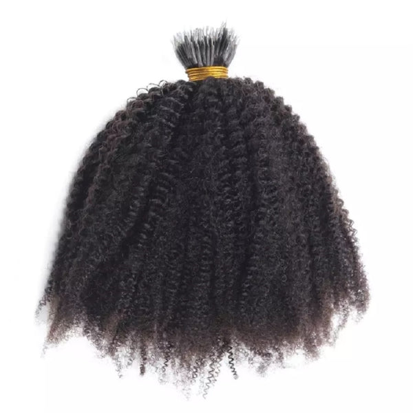 Extension de cheveux humains afro kinky bouclés de type "Nano Rings" 100 brins