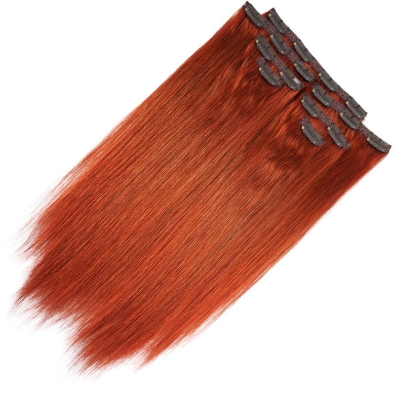 Extensions à clips 7PCS (160 Gr / 200Gr) en cheveux naturels roux