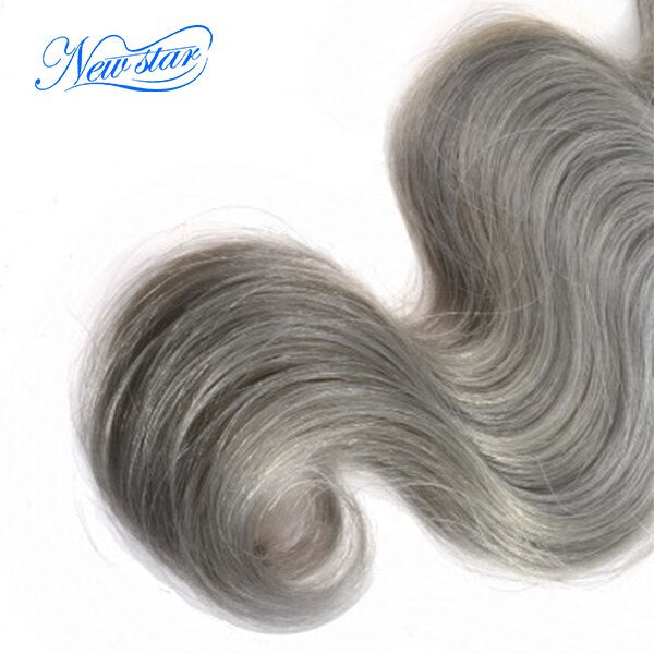 Bandes de tissages brésiliens en cheveux naturels ondulés gris avec effet racines