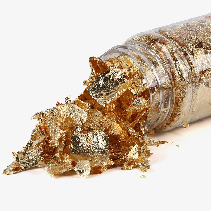 Flacon de feuilles décoratives métaux précieux (or, argent, cuivre)