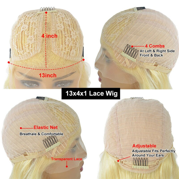 Perruque HD Lace Frontale transparente avec baby hair en cheveux lisses et blonds vénitien