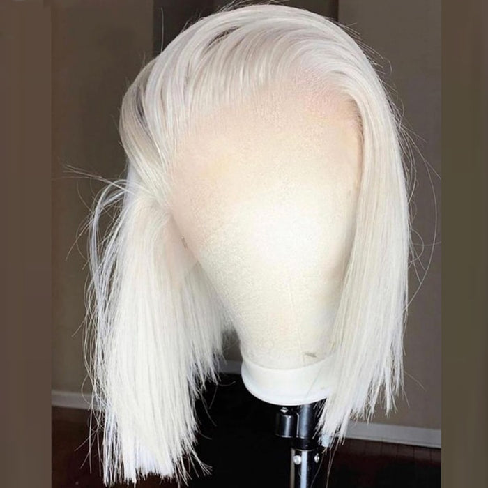 Perruque bob avec Lace Frontale en cheveux naturels lisses blond nordique