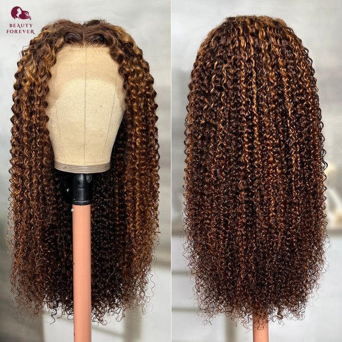 Perruque longue et frisée avec lace frontale et cheveux naturels texture kinky curly