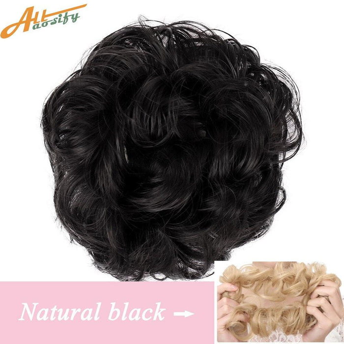 9. Allaosify Synthetic Hair Bun Women&#39;s Natural Curly Messy Bun Hairpieces Hair Extensions Pink Red Black Chignon With Rubber Band