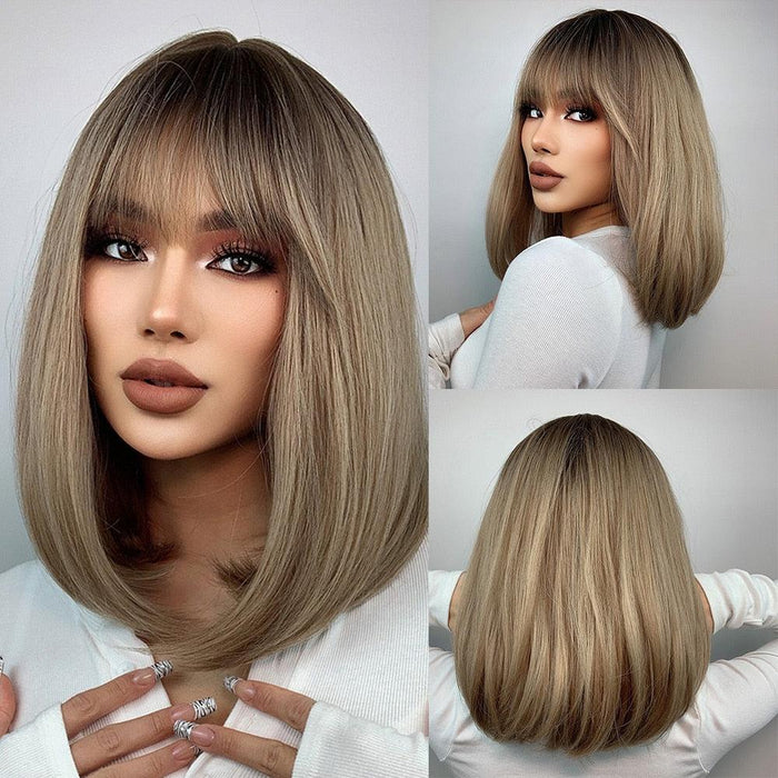 50. GEMMA Pixie Cut Synthetic Wig Short Straight White Blonde Wigs with Bangs Heat Resistant Fiber Hair Cosplay Lolita Wig For Women