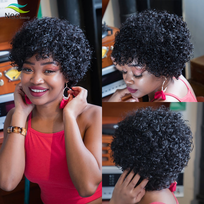 Perruque courte en cheveux naturels style afro kinky hair