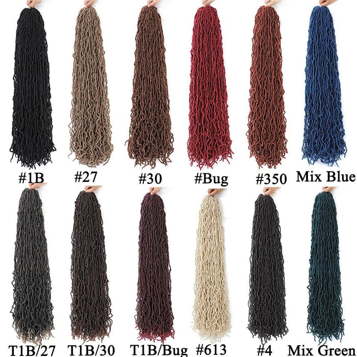 7.w Faux Locs Crochet Hair Synthetic Curly Dreadlocks Hair Extensions Faux Cheveux Soft Locs Crochet Braids 12 Colors Can Choose