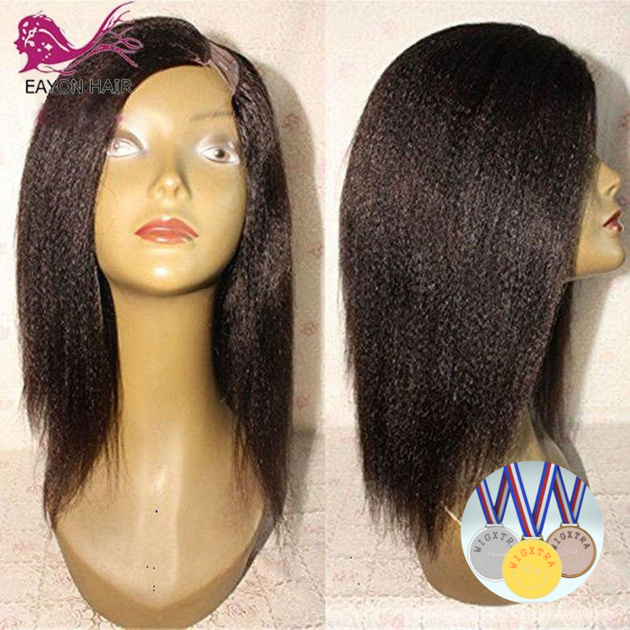 EAYON HAIR Brazilian Short Bob Human Hair UPart Wigs Italian Yaki Straight U Part Wigs Yaki Bob Styled Remy Hair For Blacks