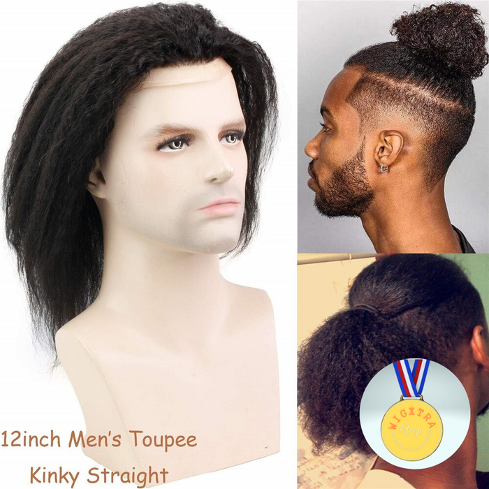 Postiche  pour hommes avec ligne de replacement et cheveux type afro kinky