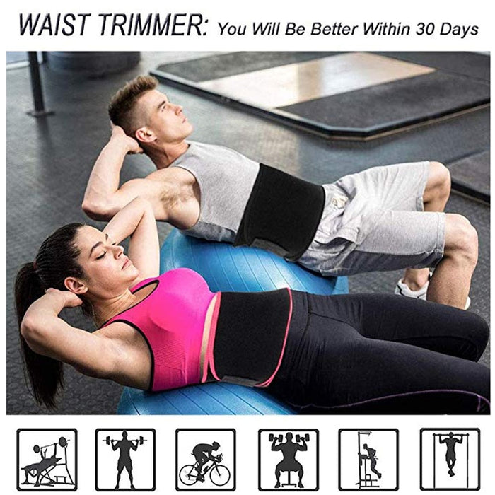 Waist Trimmer Sweat Belt Weight Loss Waist Trainer Slimming Belt for Men and Women Fat Burner Low Back Support Mens Shaper