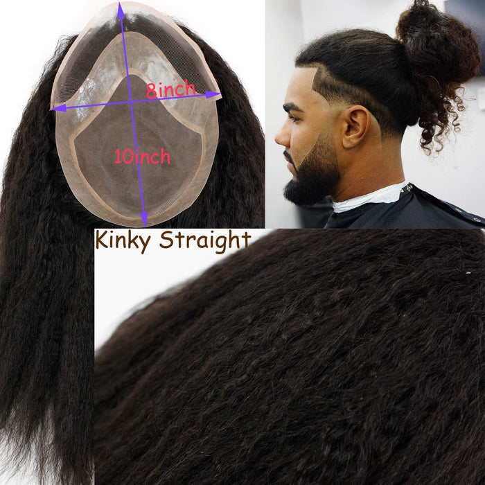 Postiche  pour hommes avec ligne de replacement et cheveux type afro kinky