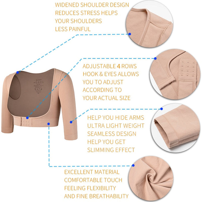 Upper Arm Shaper Slimmer Posture Corrector Tops Women Shoulder Corrective Shapewear Seamless Compression Sleeves Back Support