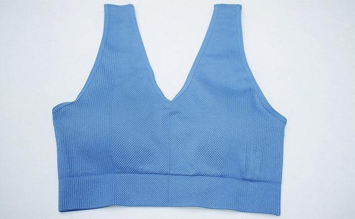 Seamless Solid Sports Gym Bra Crop Top Push Up Workout Beauty Back Top Shockproof Training Fitness Running Vest Shirt