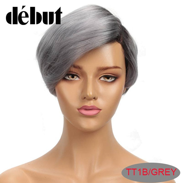 Debut Human Hair Lace Wigs For Women 613 Honey Blonde Brazilian Short Pixie Cut Bob Wigs TT1B/Grey Ombre Cheap Human Hair Wigs