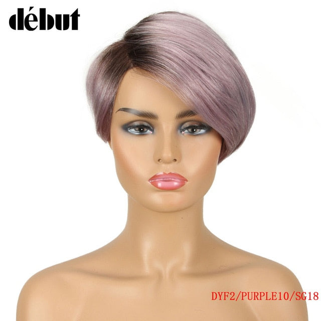 Debut Human Hair Lace Wigs For Women 613 Honey Blonde Brazilian Short Pixie Cut Bob Wigs TT1B/Grey Ombre Cheap Human Hair Wigs
