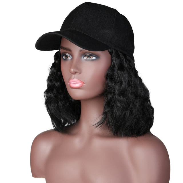 Short 8" Female Straight Bob Baseball Cap Hair wig  Synthetic Wig Cap Hair Female Heat Resistant Fiber Short Bob Wig Hair