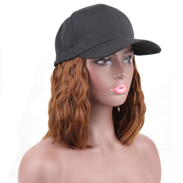 Short 8" Female Straight Bob Baseball Cap Hair wig  Synthetic Wig Cap Hair Female Heat Resistant Fiber Short Bob Wig Hair