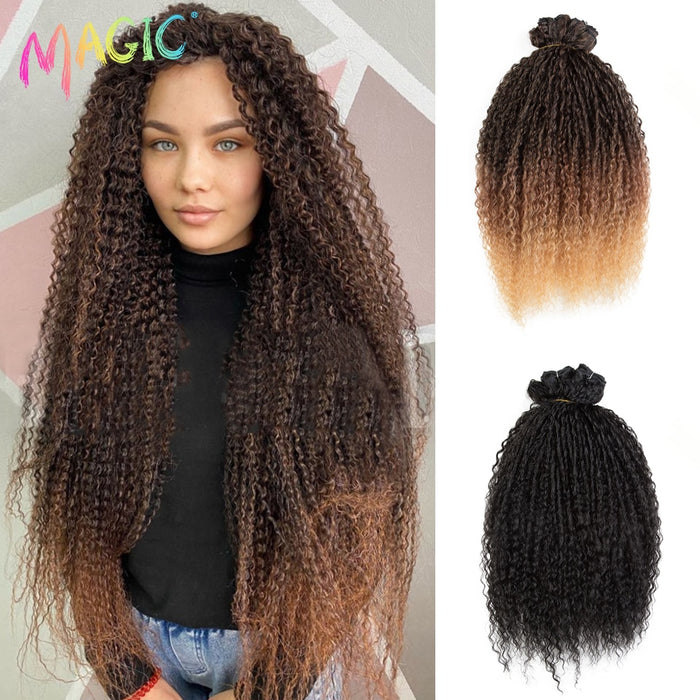 Magic 5pcs/pack 24inch Afro Kinky Curly Hair Bundles Nature Ombre Blonde Color Zizi Synthetic Hair Extensions Curly Hair Bundles