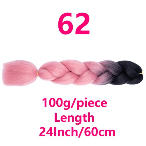 LISI GIRL 24 Inch Braided Hair Extension Long Hair Crochet Braid Synthetic Fiber Hair 100g/Pack Pure Blonde Pink Purple Wig